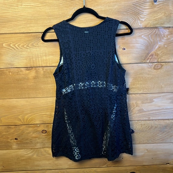 RVCA Black Sleeveless Lace Dress‎ Mini Cocktail Party Event Elegant Layering Md - Picture 8 of 9